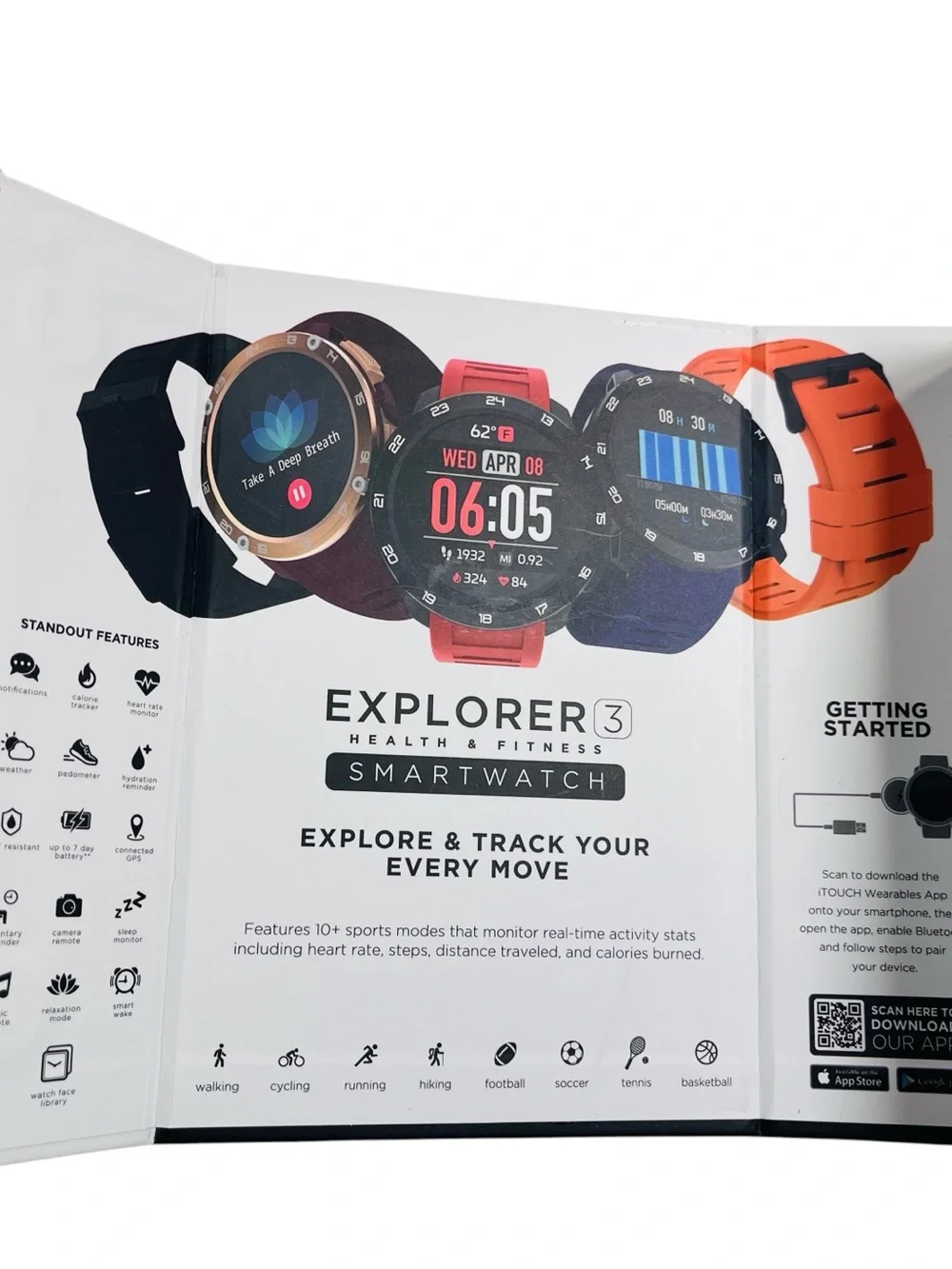 iTOUCH Explorer 3 Smartwatch Fitness Tracker Rose Gold Pink 500228R-C12 Open Box